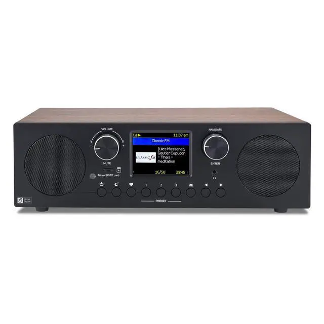 Alt view image 3 of 7 - Ocean Digital WR-800 FM Wi-Fi Internet Radio Stereo Speakers Micro SD Line Out Aux in 30,000+ Stations Stress Relief Relaxation Sleep Aid 2.8" Color Display Wooden Casing Black