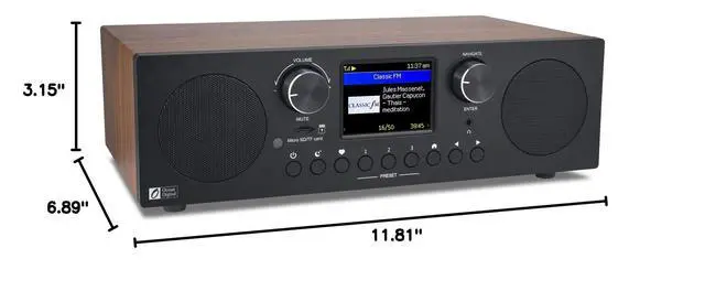 Alt view image 7 of 7 - Ocean Digital WR-800 FM Wi-Fi Internet Radio Stereo Speakers Micro SD Line Out Aux in 30,000+ Stations Stress Relief Relaxation Sleep Aid 2.8" Color Display Wooden Casing Black