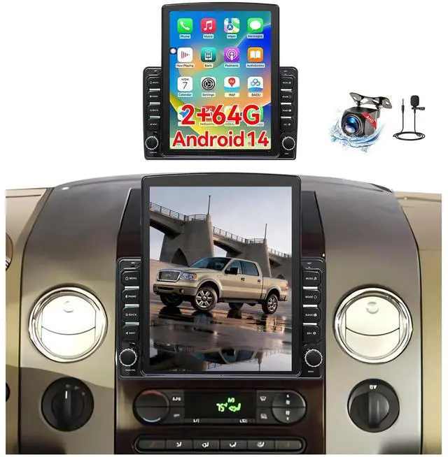 Main image of 9.7" Android 14 Car Radio Stereo Compatible with Ford F150 2004 2005 2006 2007 2008 AHD Backup Camera Upgrade Wireless CarPlay & Android Auto Touch Screen GPS WiFi SWC FM Bluetooth 2+64G