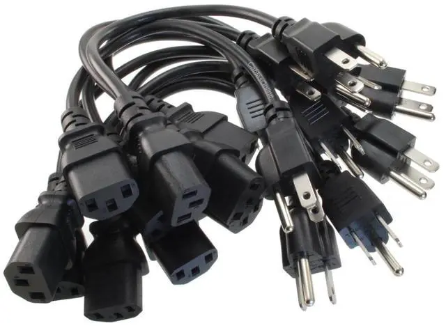 Main image of CablesOnline 12-Pack 1ft. Short 3-Conductor PC Power Cord, 18AWG NEMA 5-15P to IEC-60320-C13 Cable, PC-111-12