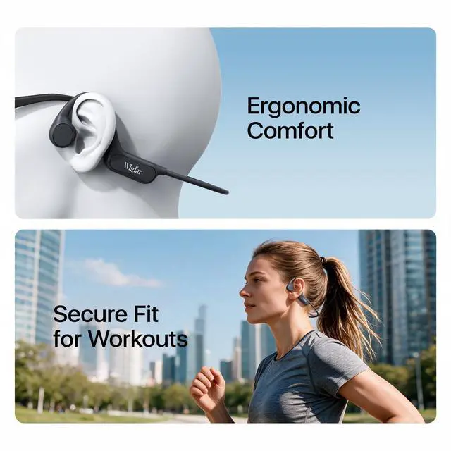 Alt view image 4 of 7 - Bone Conduction Headphones, Open Ear Headphones, Bluetooth 6.0 | Lightweight Sports Headphones for Running & Workouts, Clear Sound, 10H Playtime and IP54 Sweat Resistance for Daily Use