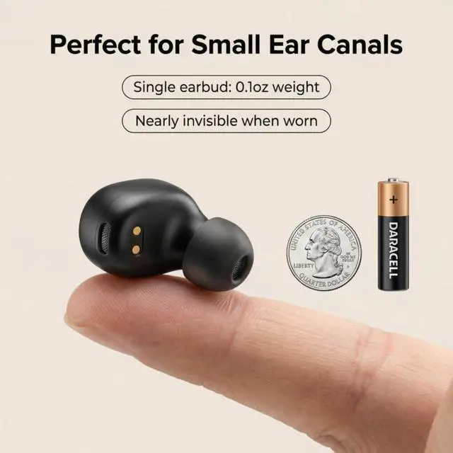Alt view image 3 of 7 - Ultra small mini earphones Mini Invisible Wireless Earbuds for Small Ear Canals, Low Profile Hidden Sleep Earbuds, IPX5 Waterproof Bluetooth Headphones for Work, Side Sleep & Daily Use (black)
