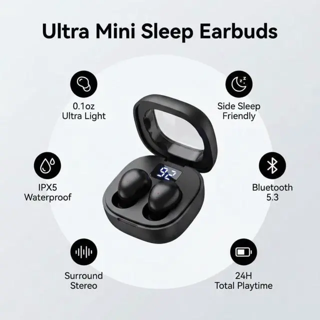 Alt view image 2 of 7 - Ultra small mini earphones Mini Invisible Wireless Earbuds for Small Ear Canals, Low Profile Hidden Sleep Earbuds, IPX5 Waterproof Bluetooth Headphones for Work, Side Sleep & Daily Use (black)