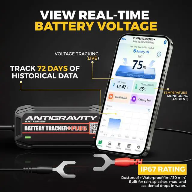 Alt view image 4 of 7 - Bluetooth Battery Tracker Plus, Black, AG-BTR-3