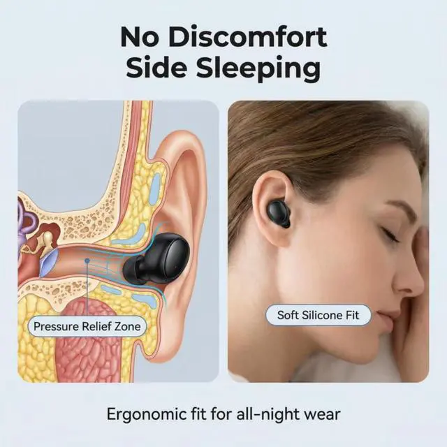 Alt view image 4 of 7 - Ultra small mini earphones Mini Invisible Wireless Earbuds for Small Ear Canals, Low Profile Hidden Sleep Earbuds, IPX5 Waterproof Bluetooth Headphones for Work, Side Sleep & Daily Use (black)