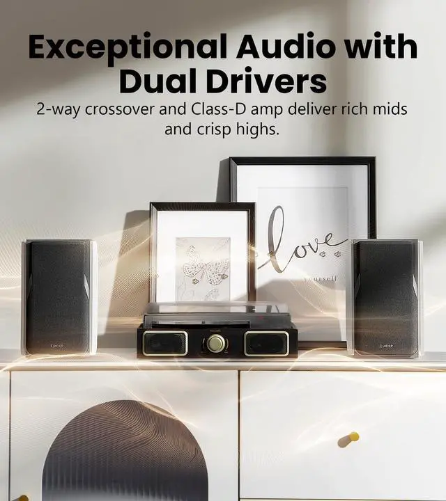Alt view image 3 of 7 - R1380T Powered Bookshelf Speakers, 2.0 Stereo Active Near Field Monitors, Studio Monitor Speaker, 42 Watts RMS (Black) | 2.0 Stereo Active Near Field Monitors, Studio Monitor Speaker