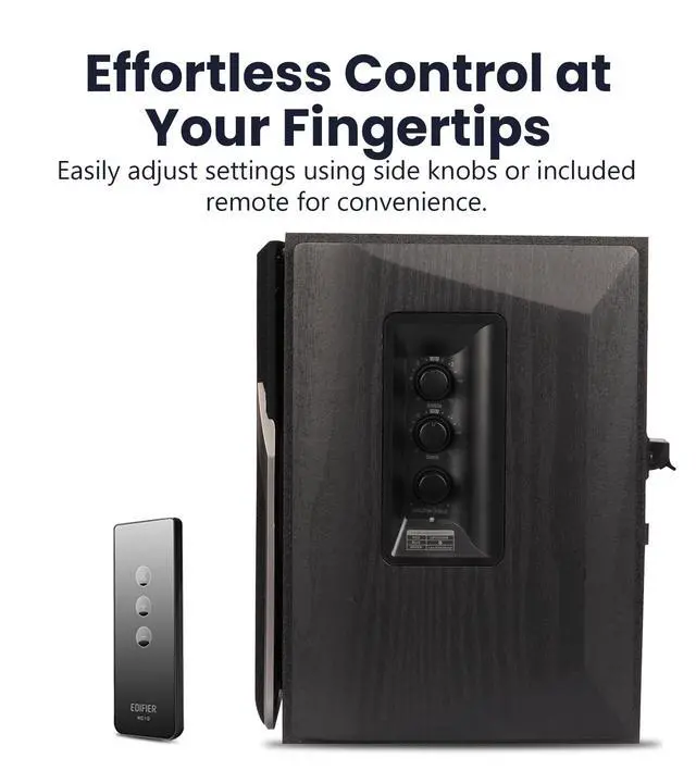 Alt view image 6 of 7 - R1380T Powered Bookshelf Speakers, 2.0 Stereo Active Near Field Monitors, Studio Monitor Speaker, 42 Watts RMS (Black) | 2.0 Stereo Active Near Field Monitors, Studio Monitor Speaker