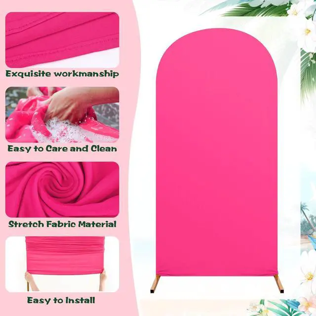 Alt view image 2 of 7 - Set of 3 Hawaii Arch Backdrop Cover, 4ft, 5ft, 6ft Tropical Theme Birthday Party Decoration, Spandex Fitted Arch Stand Covers for Summer Beach Birthday Party (Rose Red, Orange,Hawaii)