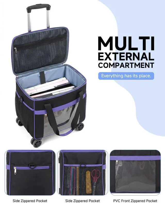 Alt view image 6 of 7 - 5-Wheel Rolling Tote Bag for 15.6 in Laptop | Rolling tote for teachers, nurses & crafters; Spacious compartment fits 15.6 inch laptop; Smooth 5-wheel rolling design