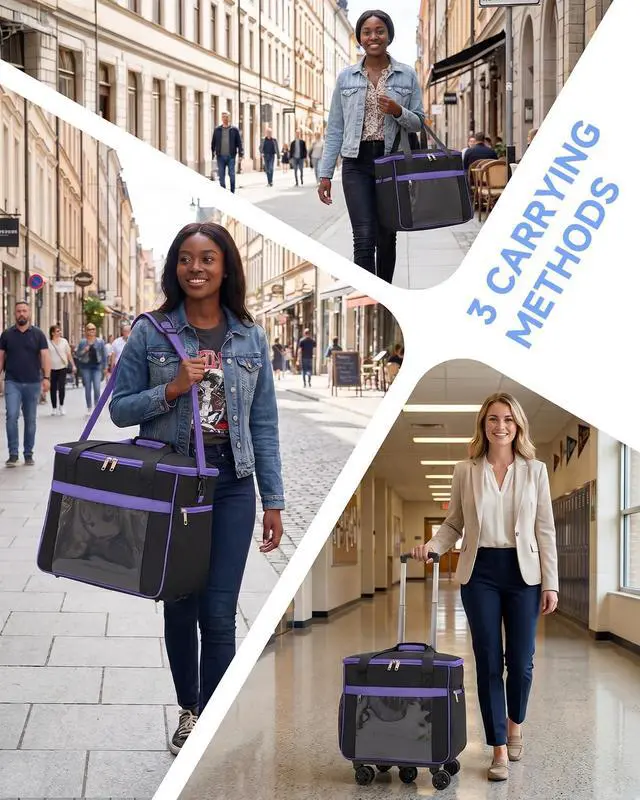 Alt view image 7 of 7 - 5-Wheel Rolling Tote Bag for 15.6 in Laptop | Rolling tote for teachers, nurses & crafters; Spacious compartment fits 15.6 inch laptop; Smooth 5-wheel rolling design