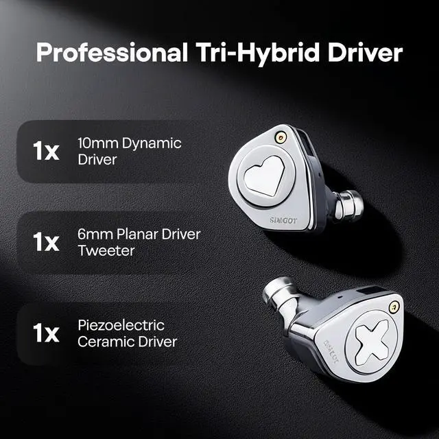 Alt view image 4 of 7 - SIMGOT EW300 in Ear Monitor, 1DD+1Planar+1PZT Hybrid Driver IEM Earphones, HiFi Wired Earbuds with Detachable Nozzles, Gaming Earbuds with OFC IEM Cable for Audiophiles (SIMGOT-EW300-DSP)