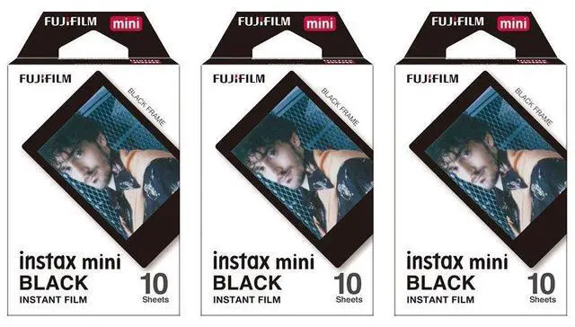 Main image of Instax Mini Instant Film BLACK FRAME 3-PACK BUNDLE SET, Film Black Frame (10 x 3) for Mini 90 8 70 7s 50s 25 300 Camera SP-1 Printer