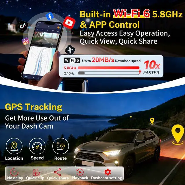 Alt view image 3 of 7 - Front 4K Dash Cam fit for 2022-2025 Toyota RAV4 LE Limited SE | Adventure XLE XSE (Model B)(with Vent Hole),integrated Camera,OEM Factory Look,2160P HDR,5.8G WiFi& APP,GPS,Plug&Play