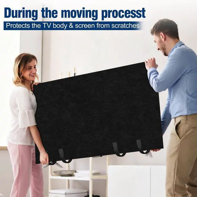 Alt view image 5 of 7 - 60"65" TV Cover for Moving, Thick Felt Dust Anti-Scratch | TV Screen Cover with Bottom Strap for TV Moving, Home Renovation & Pet Scratch or Other Furniture