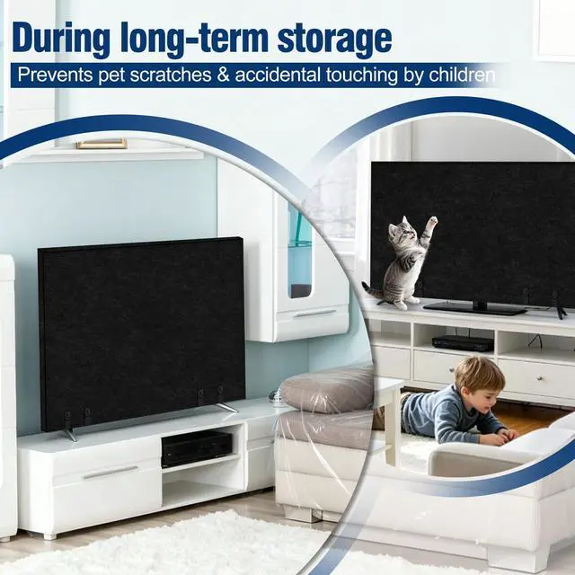 Alt view image 7 of 7 - 60"65" TV Cover for Moving, Thick Felt Dust Anti-Scratch | TV Screen Cover with Bottom Strap for TV Moving, Home Renovation & Pet Scratch or Other Furniture