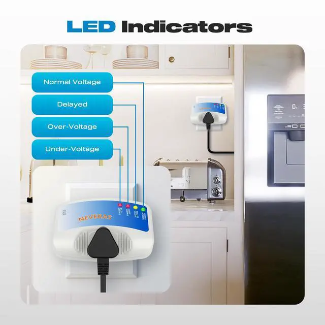 Alt view image 4 of 7 - Refrigerator Surge Protector, Single Outlet Voltage Protector Home Appliances 120V 10A Voltage Brownouts Plug Outlet for Fridge TV Air Conditioners Surge Protector -1 Pack