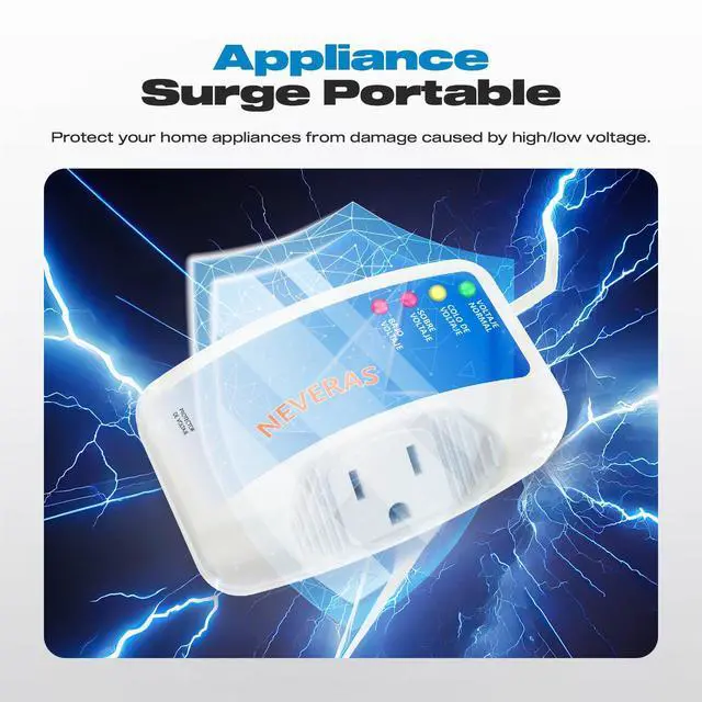 Alt view image 6 of 7 - Refrigerator Surge Protector, Single Outlet Voltage Protector Home Appliances 120V 10A Voltage Brownouts Plug Outlet for Fridge TV Air Conditioners Surge Protector -1 Pack