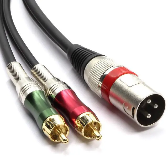 Main image of XLR Male to 2 x Phono RCA Plug Adapter Y Splitter Patch Cable, 1 XLR 3 Pin to Dual RCA Plug Stereo Audio Cable Connector(1.5 Meters)