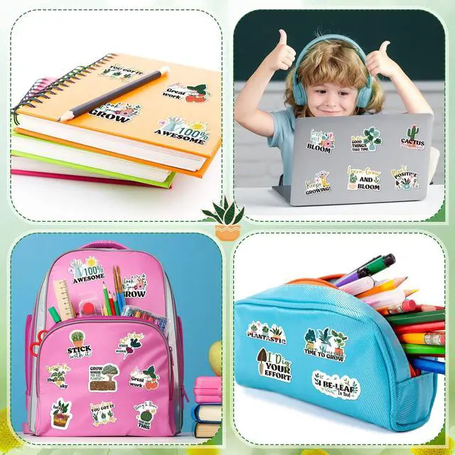 Alt view image 5 of 5 - 1000 Pcs Inspirational Plant Stickers Bulk Lets Grow Together Reward Stickers Motivational Decals for Prizes Incentive Chart Supplies, 20 Styles