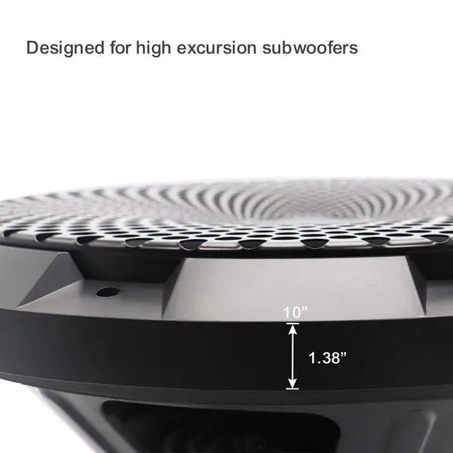 Alt view image 6 of 7 - 10-Inch Subwoofer Grille Concave Center for High Excursion Black Steel Mesh