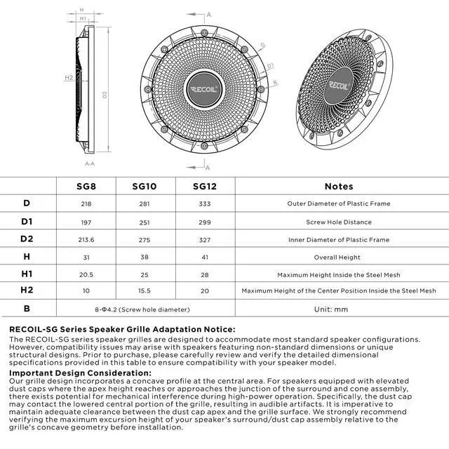 Alt view image 7 of 7 - 10-Inch Subwoofer Grille Concave Center for High Excursion Black Steel Mesh