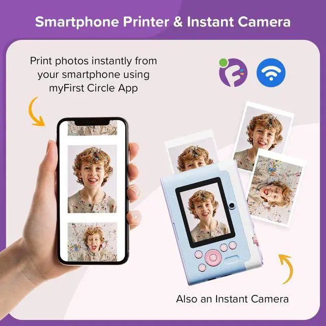 Alt view image 2 of 7 - Insta Lux Instant Print Camera, Cotton Candy | Instant Print Camera, App