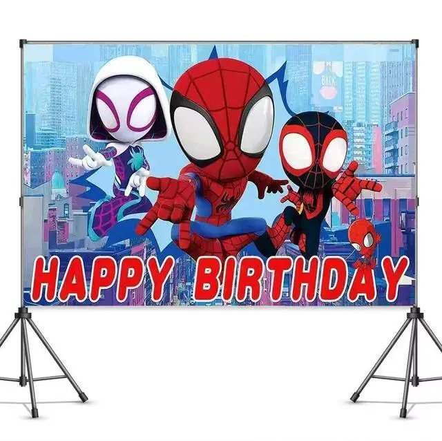 Main image of Spider Birthday Party Decorations,Happy Birthday Banner Backdrop for Birthday Party Supplies