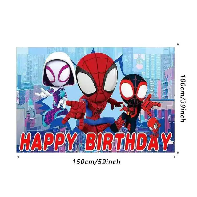 Alt view image 2 of 5 - Spider Birthday Party Decorations,Happy Birthday Banner Backdrop for Birthday Party Supplies