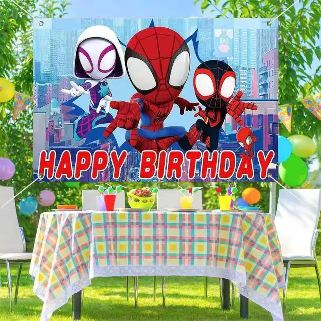 Alt view image 5 of 5 - Spider Birthday Party Decorations,Happy Birthday Banner Backdrop for Birthday Party Supplies
