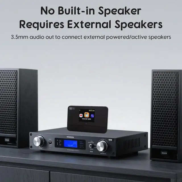 Alt view image 5 of 6 - Ocean Digital WR-03M Internet Radio Receiver (No Built-in Speaker) with Bluetooth, FM, Wi-Fi, LAN, Optical & Line Out, UPnP/DLNA Streaming, Alarm Clock, Podcasts HiFi Component for Home Audio System