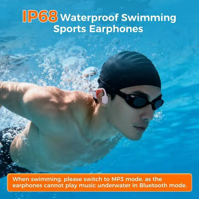 Alt view image 3 of 7 - Full-Coverage Liquid Silicone Swimming Headphones,IP68 Waterproof Underwater Headphones, Bluetooth 6.0&MP3 with 32GB Memory Card,Soft/Skin-Comfortable Open Ear Bone Conduction Swim Earbuds
