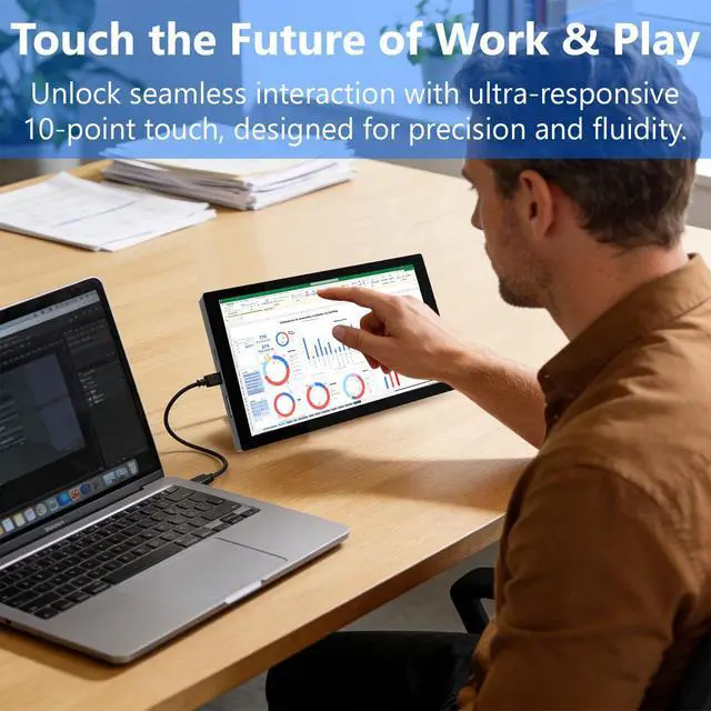 Alt view image 2 of 7 - Small Monitor Touchscreen 7 Inch HD 1280x800 Type C HDMI Ports Mini Portable Monitor IPS LED Display for PC Laptop Ras Pi, Built-in Speakers
