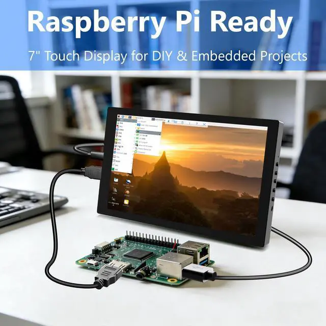 Alt view image 5 of 7 - Small Monitor Touchscreen 7 Inch HD 1280x800 Type C HDMI Ports Mini Portable Monitor IPS LED Display for PC Laptop Ras Pi, Built-in Speakers
