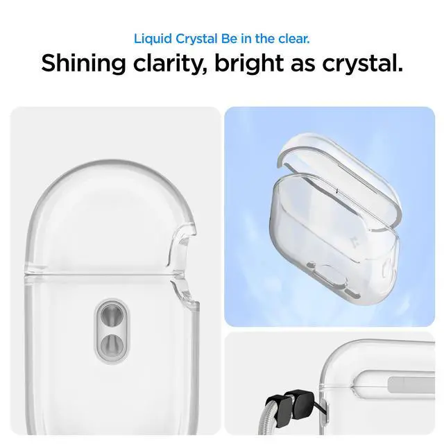 Alt view image 4 of 7 - Liquid Crystal Designed for AirPods Pro 3 Case (2025) | Lightweight TPU, Lanyard Included, Shock Absorption, Precise Cutouts - Crystal Clear