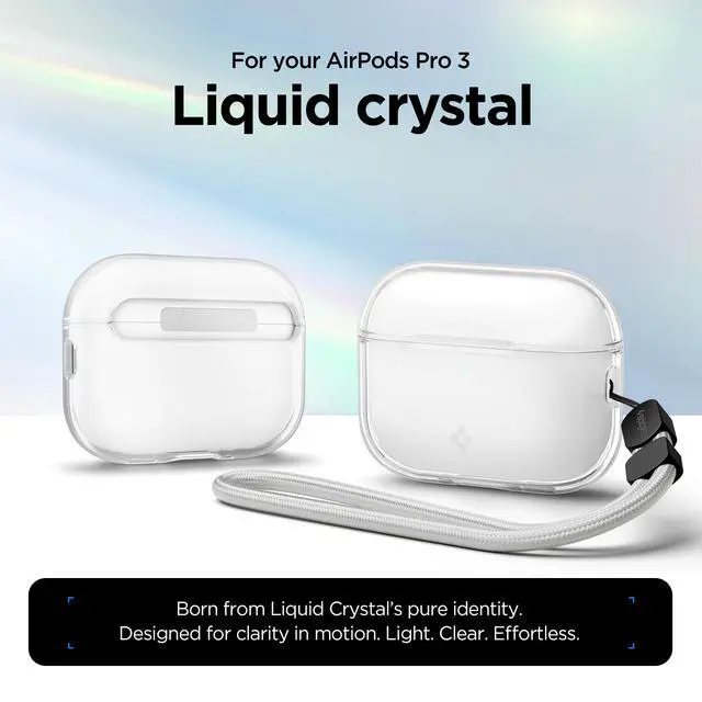 Alt view image 2 of 7 - Liquid Crystal Designed for AirPods Pro 3 Case (2025) | Lightweight TPU, Lanyard Included, Shock Absorption, Precise Cutouts - Crystal Clear