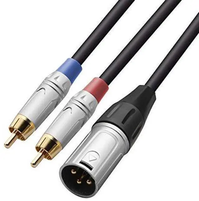 Alt view image 2 of 2 - 2 RCA to XLR Male Y Splitter Cable - 3.3 feet, Unbalanced Dual RCA Male to 1 XLR Splitter Duplicator Lead Y-Cable Adapter