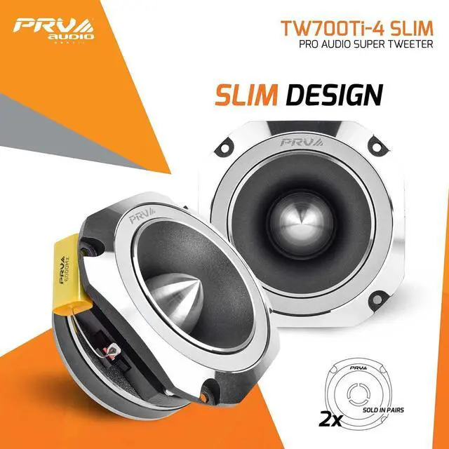Alt view image 2 of 6 - 4 Inch Titanium Bullet Tweeter Pair TW700Ti-4 Slim Profile, 200 Watts Program Power, 4 Ohm, 100 Watts RMS, 1.5 in Voice Coil Super Tweeter Pro Car Audio (Pair)