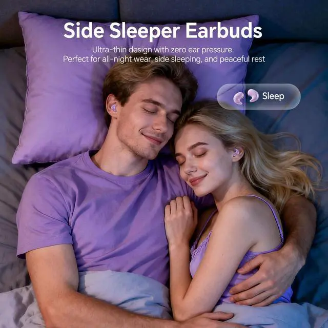 Alt view image 4 of 7 - Flat Sleep Mini Invisible Earbuds Wireless Bluetooth, Side Sleepers Flat Sleeping Small Tiny Micro Ear Buds Small Ears Low Profile Smallest Discreet Hidden Earbuds Headphones for Work 2-Pack