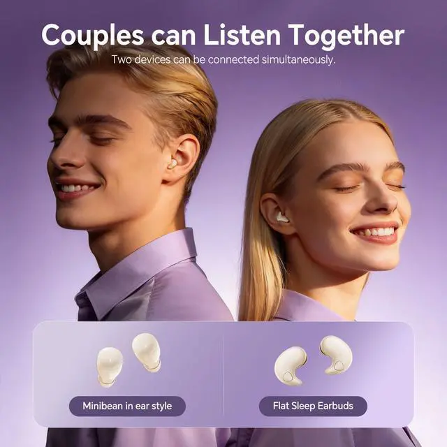 Alt view image 7 of 7 - Flat Sleep Mini Invisible Earbuds Wireless Bluetooth, Side Sleepers Flat Sleeping Small Tiny Micro Ear Buds Small Ears Low Profile Smallest Discreet Hidden Earbuds Headphones for Work 2-Pack