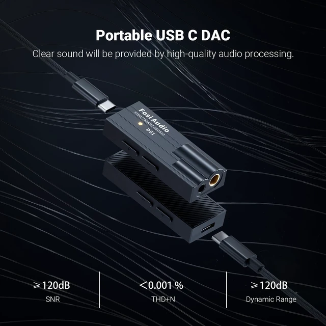 Alt view image 3 of 7 - DS1 USB C DAC Headphone Amp DSD512 ES9038Q2M HiFi Mini Audio Adapter Supports 32bit/768kHz with 4.4MM and 3.5MM Dual Headphones Outputs Compatible with Smartphones/Laptop/PC/Music Players