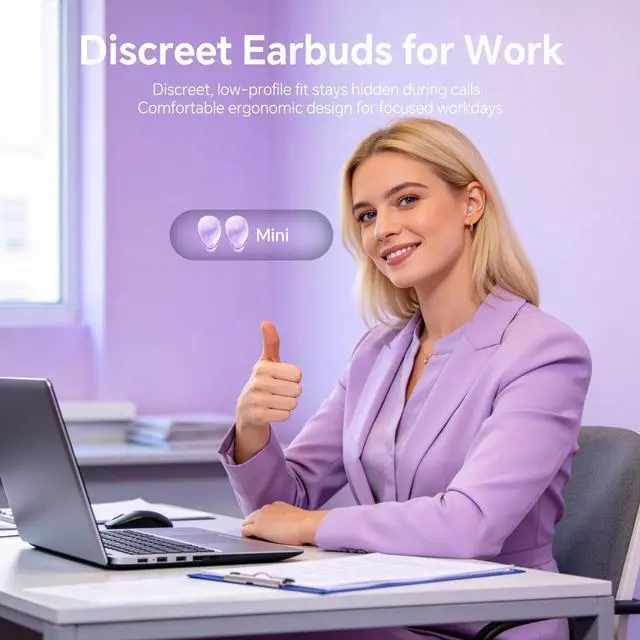 Alt view image 3 of 7 - Flat Sleep Mini Invisible Earbuds Wireless Bluetooth, Side Sleepers Flat Sleeping Small Tiny Micro Ear Buds Small Ears Low Profile Smallest Discreet Hidden Earbuds Headphones for Work 2-Pack