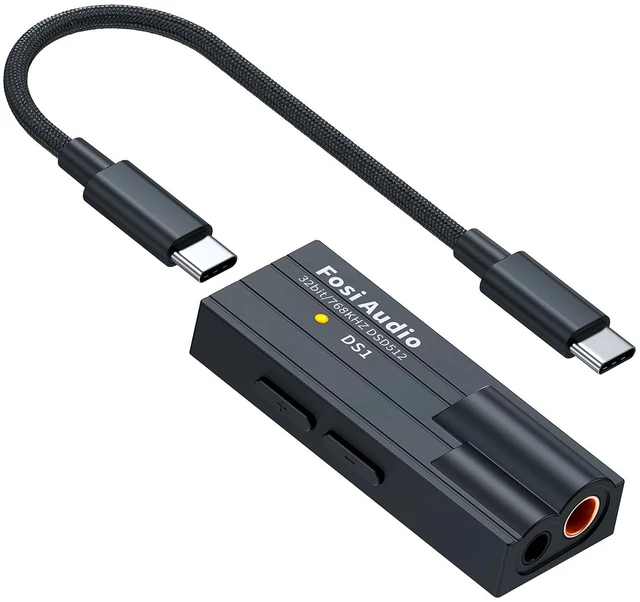 Main image of DS1 USB C DAC Headphone Amp DSD512 ES9038Q2M HiFi Mini Audio Adapter Supports 32bit/768kHz with 4.4MM and 3.5MM Dual Headphones Outputs Compatible with Smartphones/Laptop/PC/Music Players