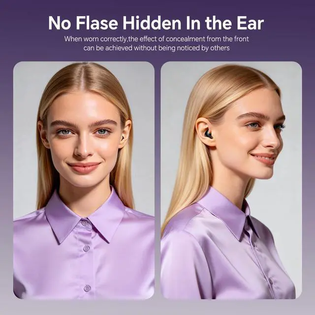 Alt view image 5 of 7 - Flat Sleep Mini Invisible Earbuds Wireless Bluetooth, Side Sleepers Flat Sleeping Small Tiny Micro Ear Buds Small Ears Low Profile Smallest Discreet Hidden Earbuds Headphones for Work 2-Pack