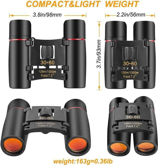 Alt view image 4 of 7 - Small Compact Binoculars for Adults Kids, 30x60 Mini Binocular for Traveling Sightseeing Birds Watching, Night Vision Binoculars for Concert Theater Opera,Lightweight Pocket Folding