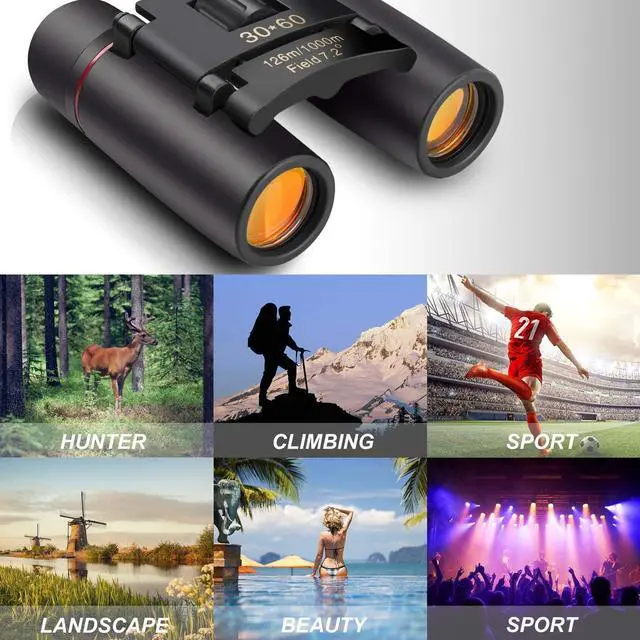 Alt view image 7 of 7 - Small Compact Binoculars for Adults Kids, 30x60 Mini Binocular for Traveling Sightseeing Birds Watching, Night Vision Binoculars for Concert Theater Opera,Lightweight Pocket Folding