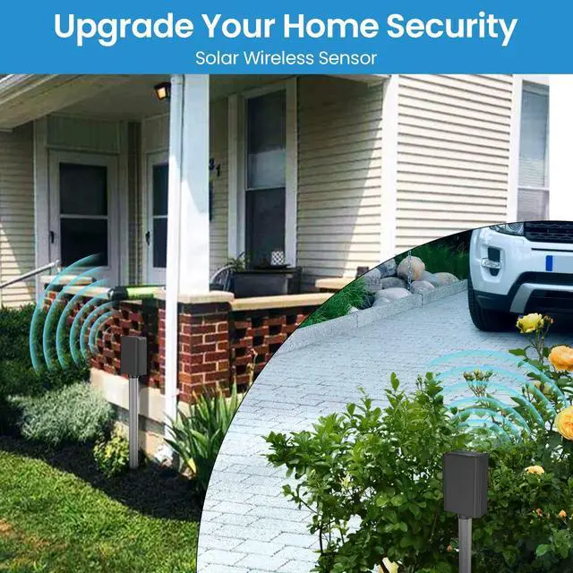 Alt view image 7 of 7 - Solar Wireless Driveway Alarm, Vehicle Detecting for Car Only | 1/2 mile range, solar waterproof driveway sensor with 3 sensitivity levels, Rechargeable for outside property & home security