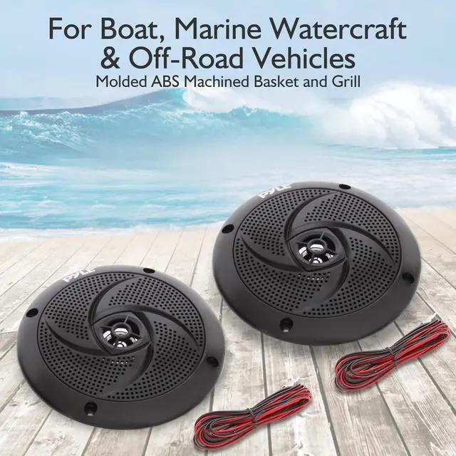 Alt view image 2 of 6 - Low-Profile Waterproof Marine Speakers - 240W 6.5 Inch 2 Way 1 Pair Slim Style Waterproof and Weather Resistant Outdoor Audio Stereo Sound System, for Boat, Off-Road Vehicles - (Black)