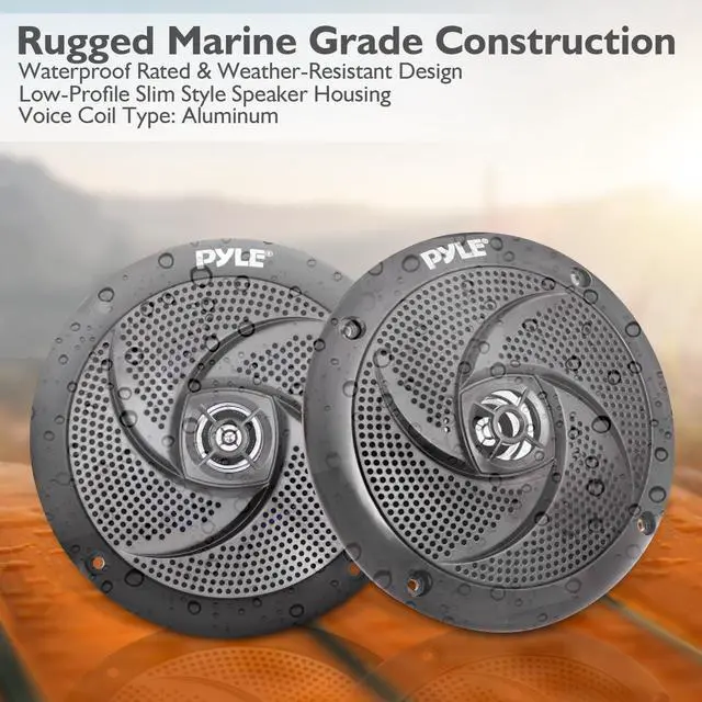 Alt view image 4 of 6 - Low-Profile Waterproof Marine Speakers - 240W 6.5 Inch 2 Way 1 Pair Slim Style Waterproof and Weather Resistant Outdoor Audio Stereo Sound System, for Boat, Off-Road Vehicles - (Black)
