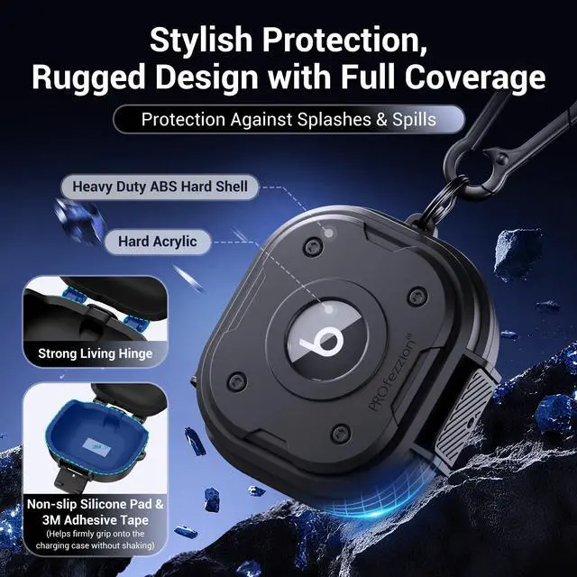 Alt view image 3 of 7 - for Beats Powerbeats Fit Case Cover with Lock, Heavy Duty | Full Coverage Hard Shell Protector, Secure Locking Latch, IPX5 Water-resistant, Jet Black (Not for the Beats Fit Pro 2021)
