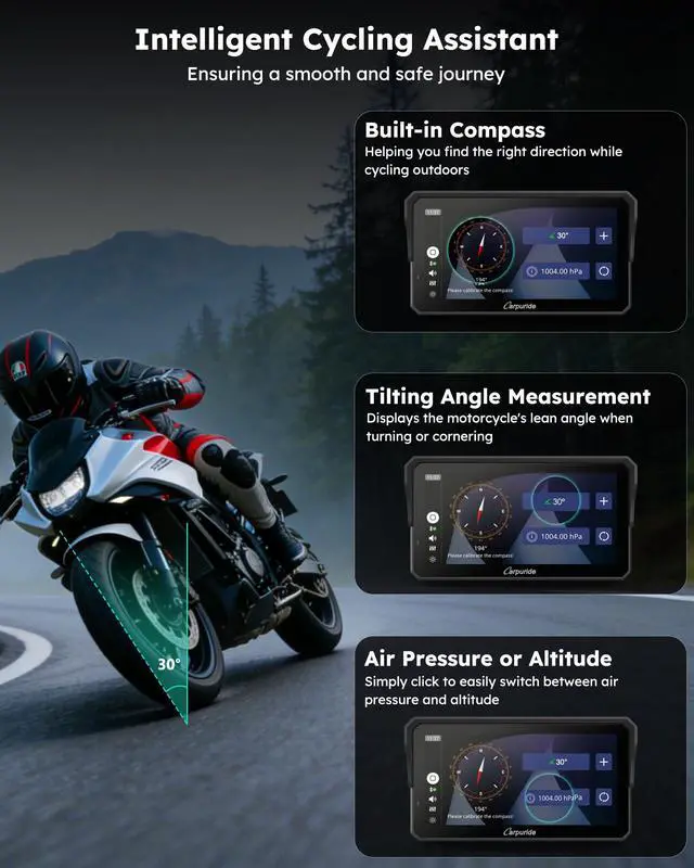 Alt view image 3 of 7 - W602S PRO Motorcycle Carplay Android Auto Screen with Type-C Port | 6.25" Motorcycle GPS Navigation System Supports OTA, Car Play Moto Screen with Wired Controller, Dual Bluetooth, Waterproof